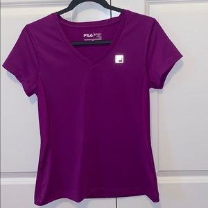 purple FILA workout Tshirt